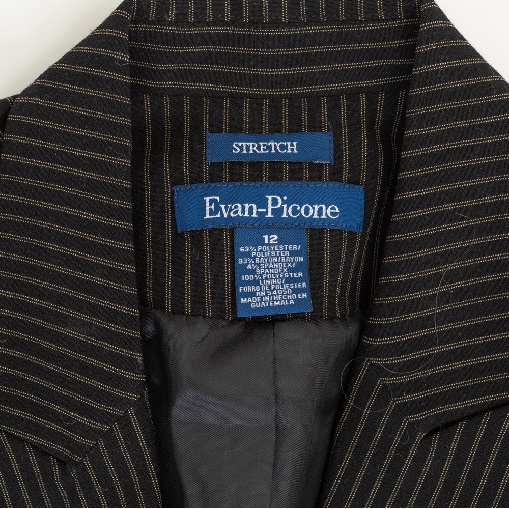 Vintage black pinstripe pantsuit tailored Evan-Picone 12/14 - Picture 15 of 16